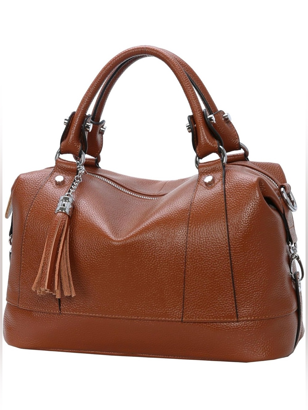 Genuine Leather Satchel Tote Bag Brown Crossbody Handbag